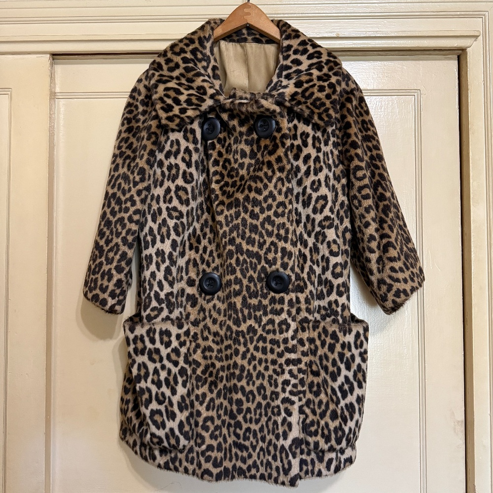 Leopard Print Faux Fur Women's Coat - Brown/Black